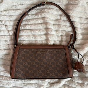 Karl Lagerfeld Brown Monogram Shoulder Bag